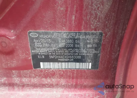 2016 Hyundai Elantra Se из США, поврежденный, VIN 5NPDH4AEXGH683088